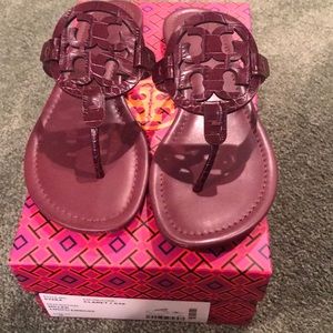 NWT Tory Burch maroon Miller sandals size 9